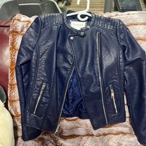 Guess leather Moto  jacket navy blue brand new with tags